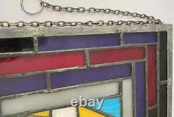 Tiffany Style Stained Glass Window Panel Spot Welded Frame 24X 12 Inches