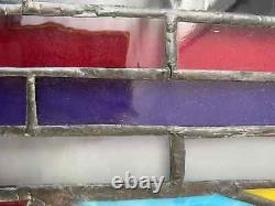 Tiffany Style Stained Glass Window Panel Spot Welded Frame 24X 12 Inches