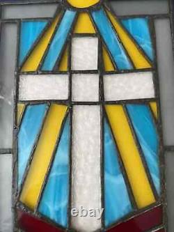 Tiffany Style Stained Glass Window Panel Spot Welded Frame 24X 12 Inches