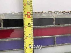 Tiffany Style Stained Glass Window Panel Spot Welded Frame 24X 12 Inches