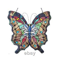 Tiffany Style Stained Glass Window Panel Suncatcher Butterfly Design