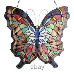 Tiffany Style Stained Glass Window Panel Suncatcher Butterfly Design