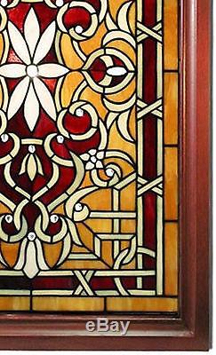 Tiffany Style Stained Glass Window Panel Suncatcher Decoration with Wood Frame