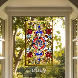 Tiffany Style Stained Glass Window Panel Suncatcher Vibrant Colors 20x32in