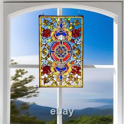 Tiffany Style Stained Glass Window Panel Suncatcher Vibrant Colors 20x32in