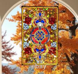 Tiffany Style Stained Glass Window Panel Suncatcher Vibrant Colors 20x32in