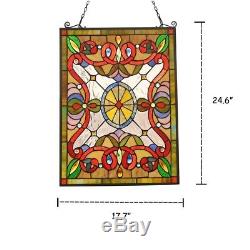 Tiffany Style Stained Glass Window Panel Victorian Handcrafted 18 W x 25 T