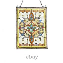 Tiffany Style Stained Glass Window Panel Victorian Medallion LAST ONE THIS PRICE