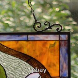 Tiffany Style Stained Glass Window Panel With Hummingbird Butterfly Floral Poppy