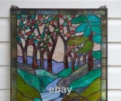 Tiffany Style Stained Glass Window Panel deer drinking water, 20 x 33.75 HF446