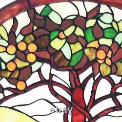 Tiffany Style Tree of Life Stained Glass Window Panel Round Suncatcher, 24 Dia
