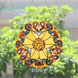 Tiffany Style Victorian Stained Glass Hanging Window Panel Suncatcher Decor