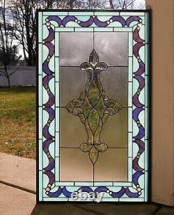 Tiffany Style glass beveled window panel, 20 x 34.25