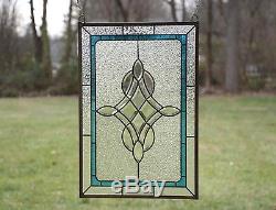Tiffany Style stained glass Clear Beveled window panel 16.5 x 24.5