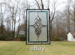 Tiffany Style stained glass Clear Beveled window panel 16 x 24