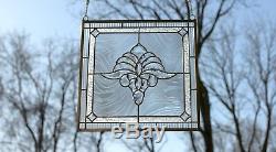 Tiffany Style stained glass Clear Beveled window panel 20.5 x 20.5