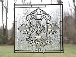 Tiffany Style stained glass Clear Beveled window panel 24 x 24
