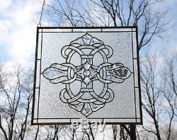 Tiffany Style stained glass Clear Beveled window panel, 24 x 24