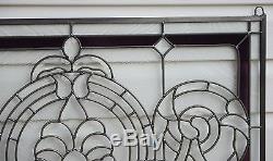 Tiffany Style stained glass Clear Beveled window panel 34.5W x 20.5H
