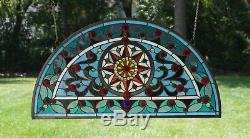 Tiffany Style stained glass window Half Round Glass panel, 34L x 18H