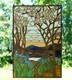 Tiffany Style stained glass window panel Dawn in Valley glass panel. 24 x 36
