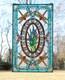 Tiffany Style stained glass window panel Dragonfly & Iris Flower 20 x 33.75HF