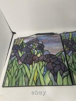 Tiffany Style stained glass window panel Garden Flower 14 x 14 set of 2