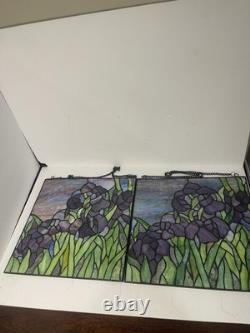 Tiffany Style stained glass window panel Garden Flower 14 x 14 set of 2