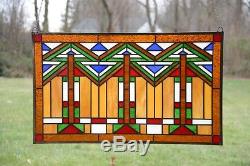 Tiffany Style stained glass window panel Mission style panel, 34.5W x 20.5H
