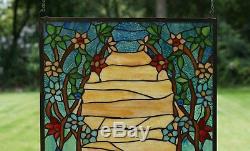 Tiffany Style stained glass window panel Orange Dawn in Valley
