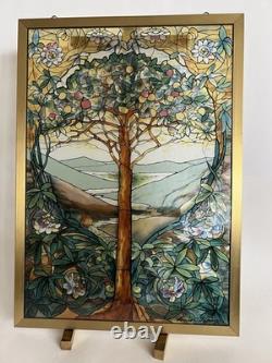 Tiffany Tree Of Life Stained Glass Panel Signed Louis C. Tiffany 13 X 9.25