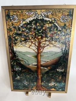 Tiffany Tree Of Life Stained Glass Panel Signed Louis C. Tiffany 13 X 9.25