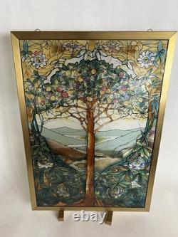 Tiffany Tree Of Life Stained Glass Panel Signed Louis C. Tiffany 13 X 9.25