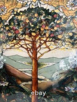 Tiffany Tree Of Life Stained Glass Panel Signed Louis C. Tiffany 13 X 9.25