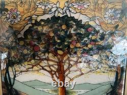 Tiffany Tree Of Life Stained Glass Panel Signed Louis C. Tiffany 13 X 9.25