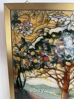 Tiffany Tree Of Life Stained Glass Panel Signed Louis C. Tiffany 13 X 9.25