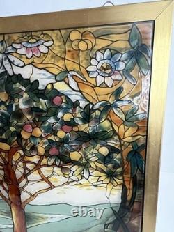 Tiffany Tree Of Life Stained Glass Panel Signed Louis C. Tiffany 13 X 9.25