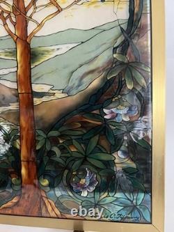 Tiffany Tree Of Life Stained Glass Panel Signed Louis C. Tiffany 13 X 9.25