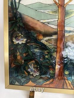 Tiffany Tree Of Life Stained Glass Panel Signed Louis C. Tiffany 13 X 9.25