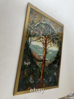 Tiffany Tree Of Life Stained Glass Panel Signed Louis C. Tiffany 13 X 9.25