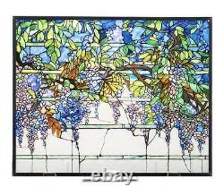 Tiffany Wisteria Tabletop or Window Stained Art Glass Panel 14 x 11.36 NIB