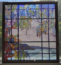 Tiffany XL Wisteria View of Oyster Bay Stained Glass Panel Art MMA 13 X 12