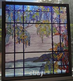 Tiffany XL Wisteria View of Oyster Bay Stained Glass Panel Art MMA 13 X 12