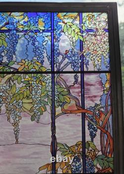 Tiffany XL Wisteria View of Oyster Bay Stained Glass Panel Art MMA 13 X 12