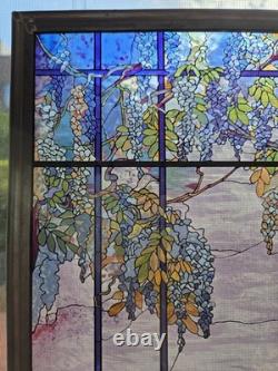 Tiffany XL Wisteria View of Oyster Bay Stained Glass Panel Art MMA 13 X 12