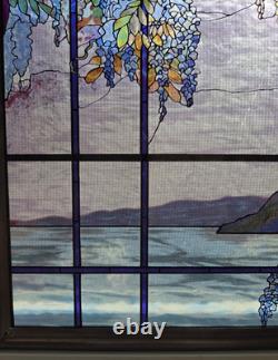 Tiffany XL Wisteria View of Oyster Bay Stained Glass Panel Art MMA 13 X 12