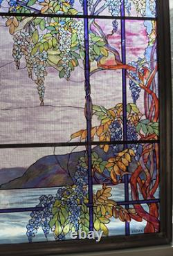 Tiffany XL Wisteria View of Oyster Bay Stained Glass Panel Art MMA 13 X 12