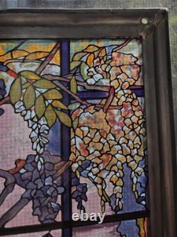 Tiffany XL Wisteria View of Oyster Bay Stained Glass Panel Art MMA 13 X 12