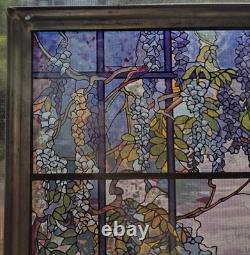 Tiffany XL Wisteria View of Oyster Bay Stained Glass Panel Art MMA 13 X 12