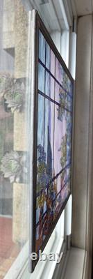 Tiffany XL Wisteria View of Oyster Bay Stained Glass Panel Art MMA 13 X 12